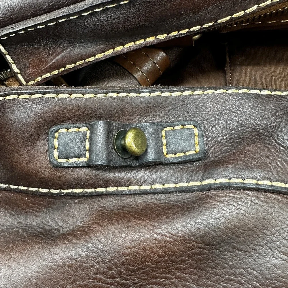 JEAN SHOP Leather Satchel Bag Distressed Large Messenger Tote New York